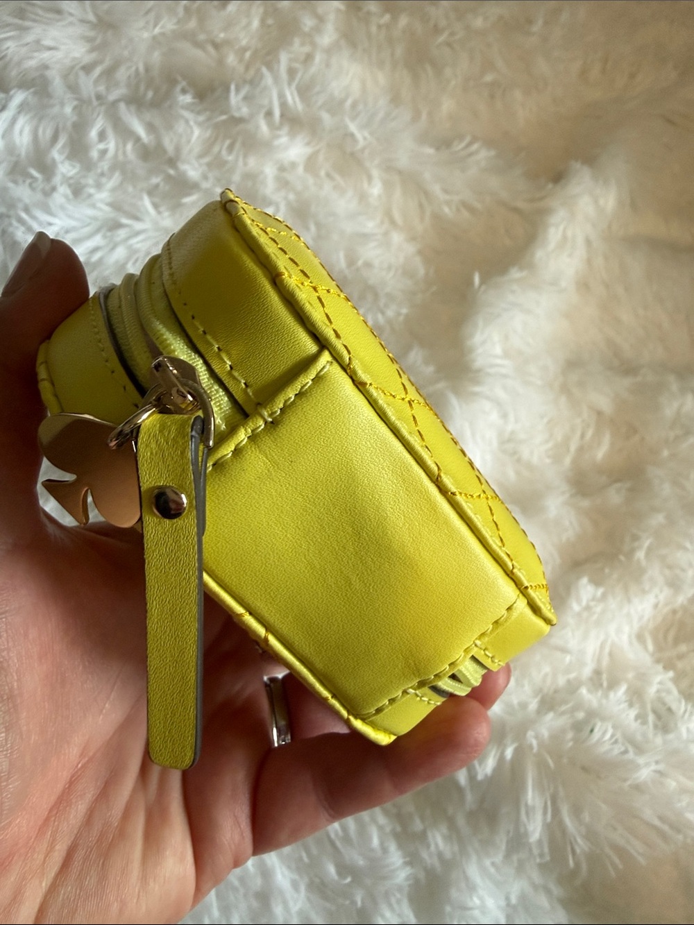 kate spade Yellow Pineapple Coin Pouch with Green Top - Picture 7 of 7